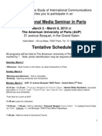 Tentative Schedule: International Media Seminar in Paris