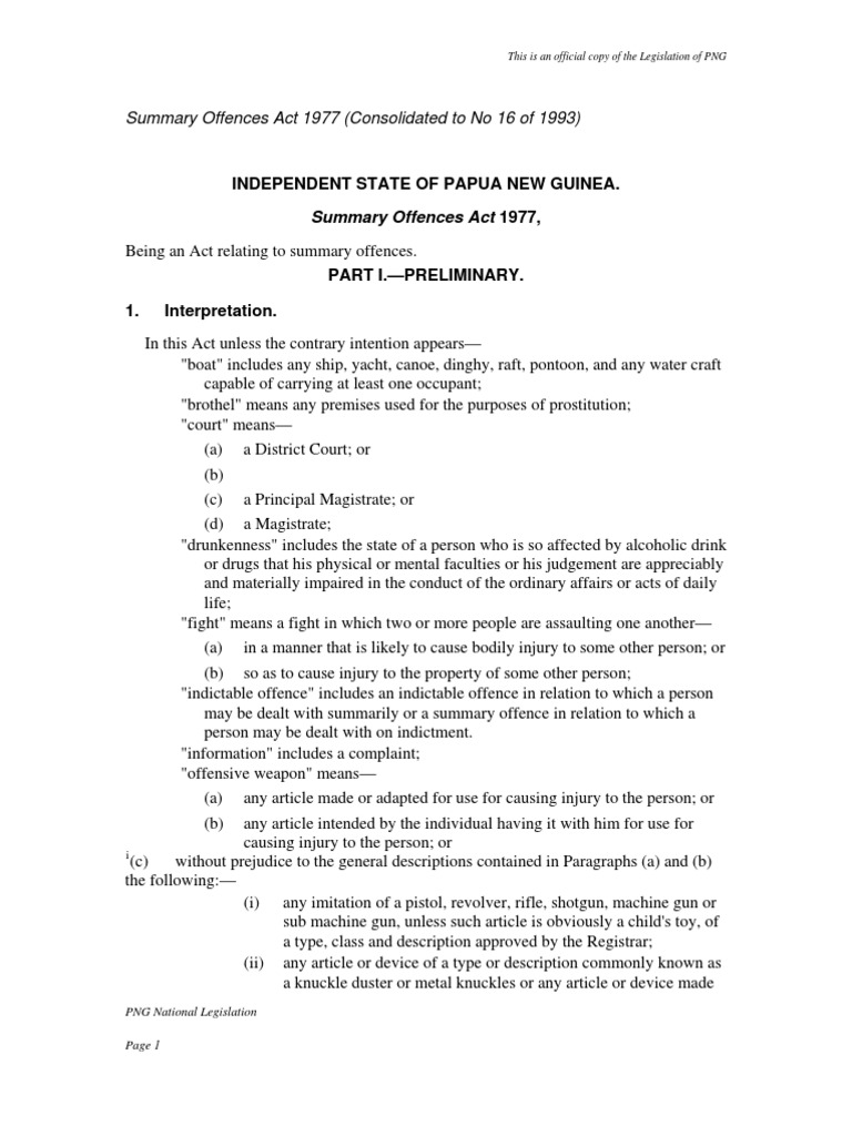 Summary Offences Act 1977 (Consolidated To