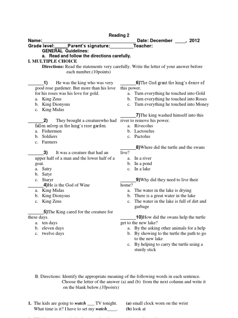 3rd Unit Test g2 - Reading1 | PDF | Dionysus | Languages