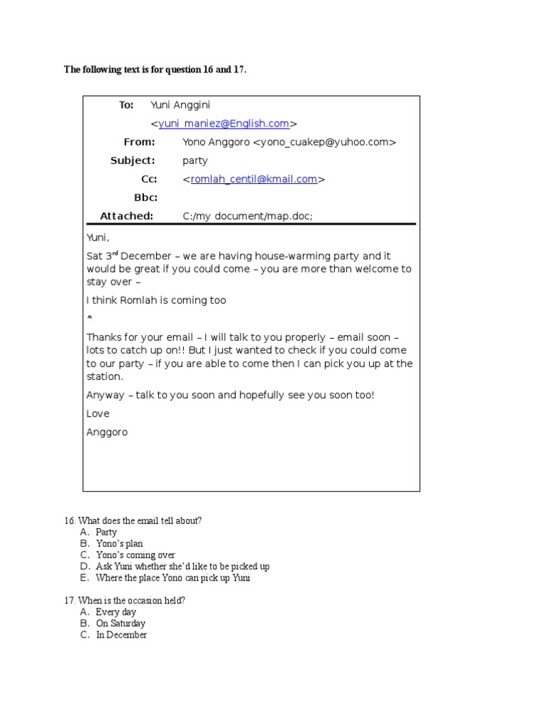 Contoh Prediksi Soal UN Bahasa Inggris SMA Contoh Prediksi Soal UN Bahasa Inggris SMA