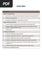 Lecture Notes: Ses # Topics I. Motion of A Single Particle