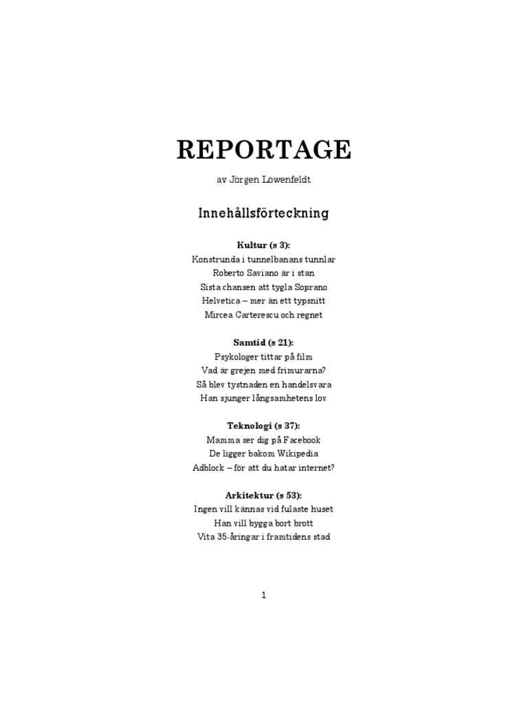 Reportage Av Jörgen Löwenfeldt  PDF