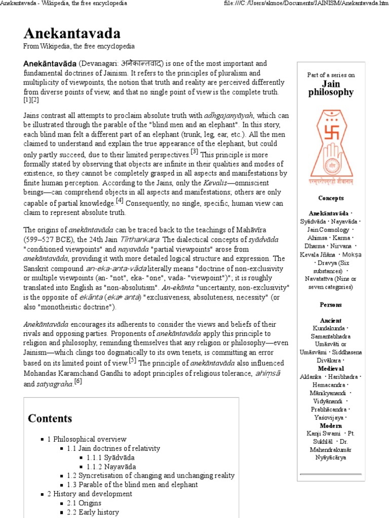 Anekantavada - Wikipedia, The Free Encyclopedia | PDF | Metaphysics |  Indian Religions