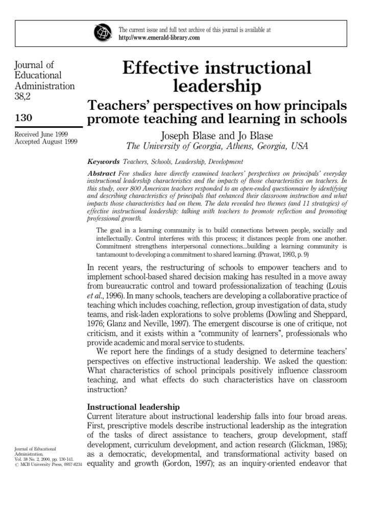 Effective Instructional Leadership | PDF
