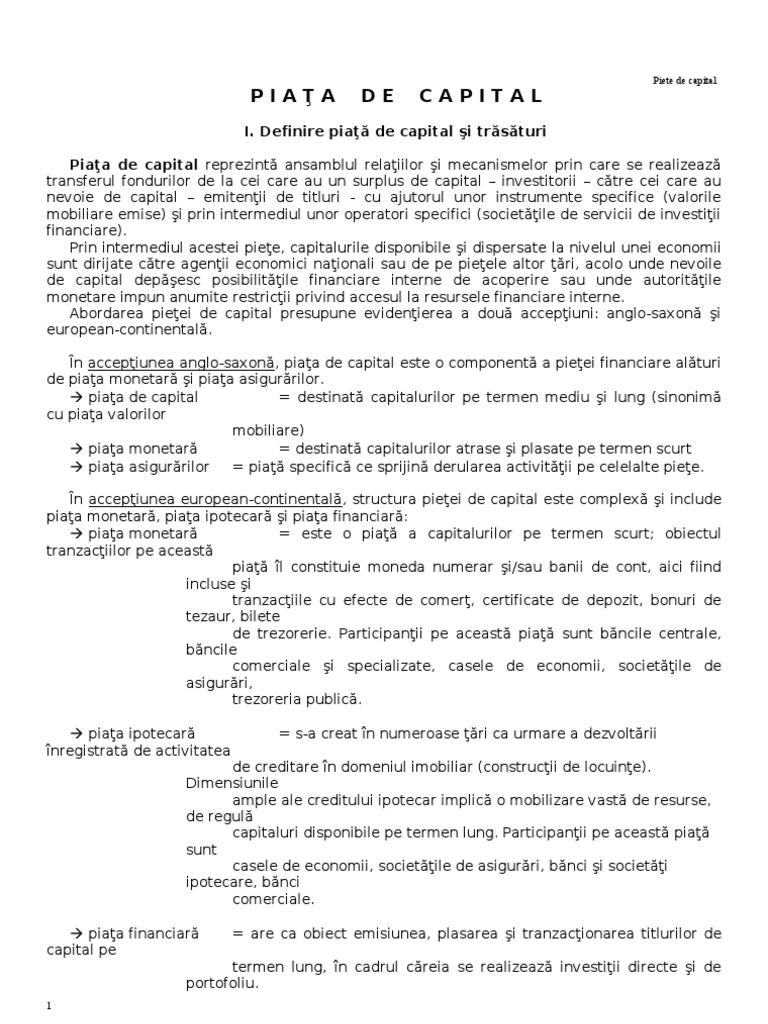 Piata de Capital PDF