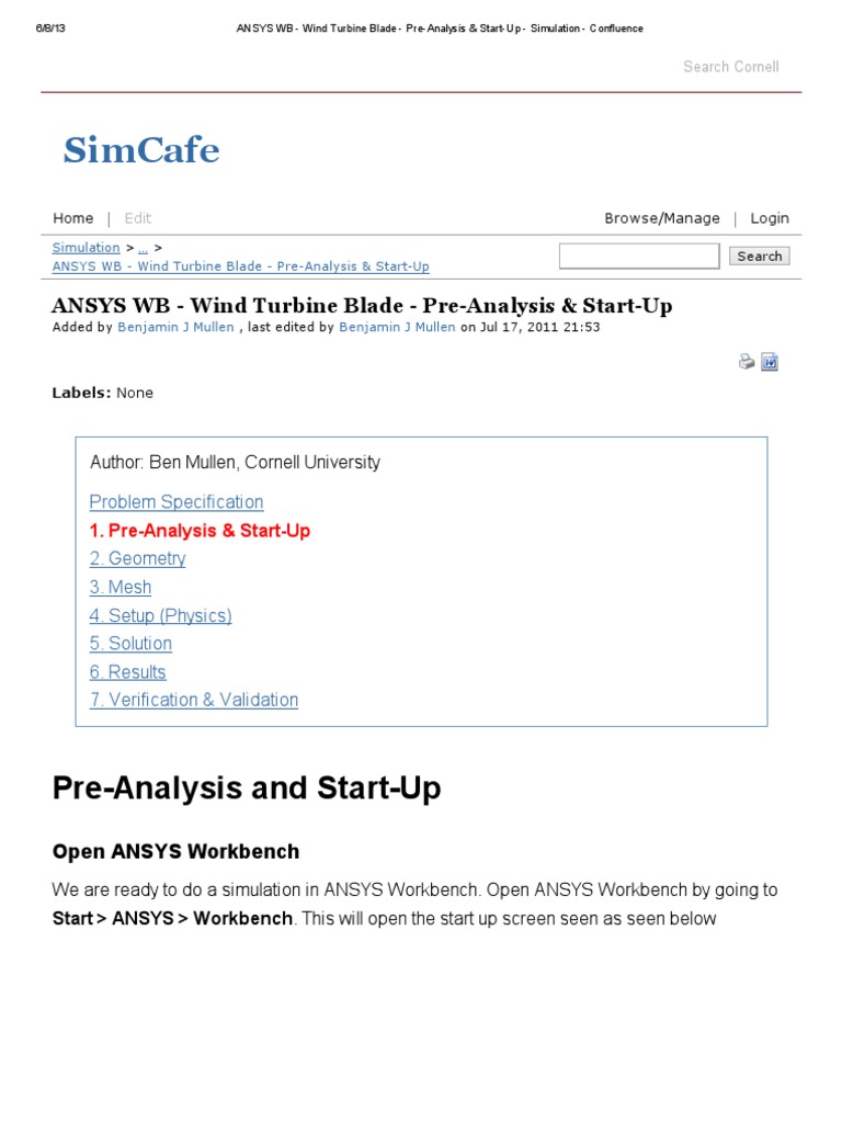 ANSYS WB - Wind Turbine Blade - Pre-Analysis & Start-Up - Simulation ...
