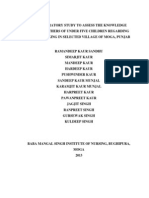 An Exploratory Study To Assess The Knowledge Among Mothers of Under Five Children Regarding Thumb Sucking in Selected Village of Moga