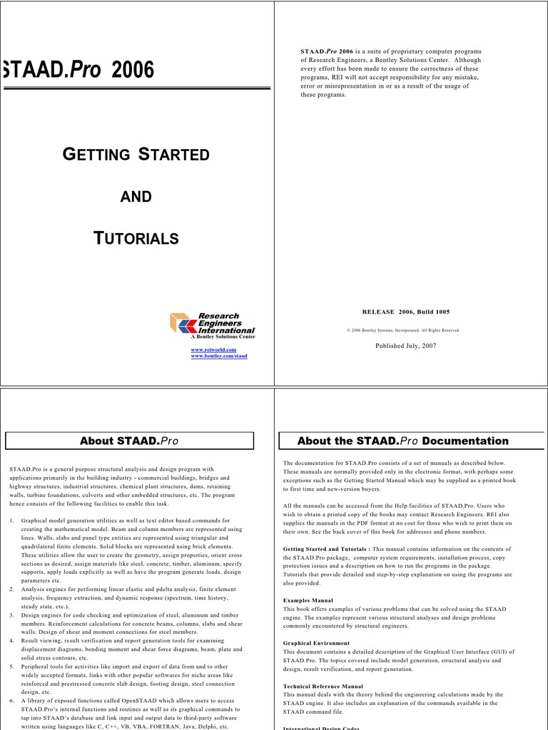 STAAD.Pro 2006: Getting Started Guide | PDF | Installation (Computer ...
