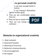 Obstacles To Personal Creativity - W5