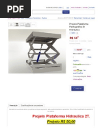 Projeto Plataforma Pantográfica 2t Hidráulica - R$ 50,00 no MercadoLivre