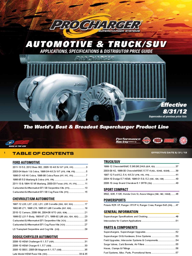 ProCharger Supercharger Price Guide | PDF | Turbocharger | Vehicles