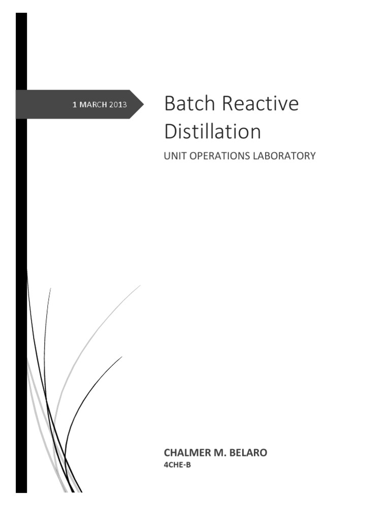 Batch Reactive Distillation of Butyl Acetate | PDF | Distillation ...