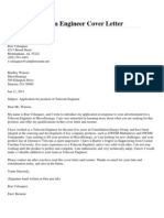 Telecom Engineer Cover Letter