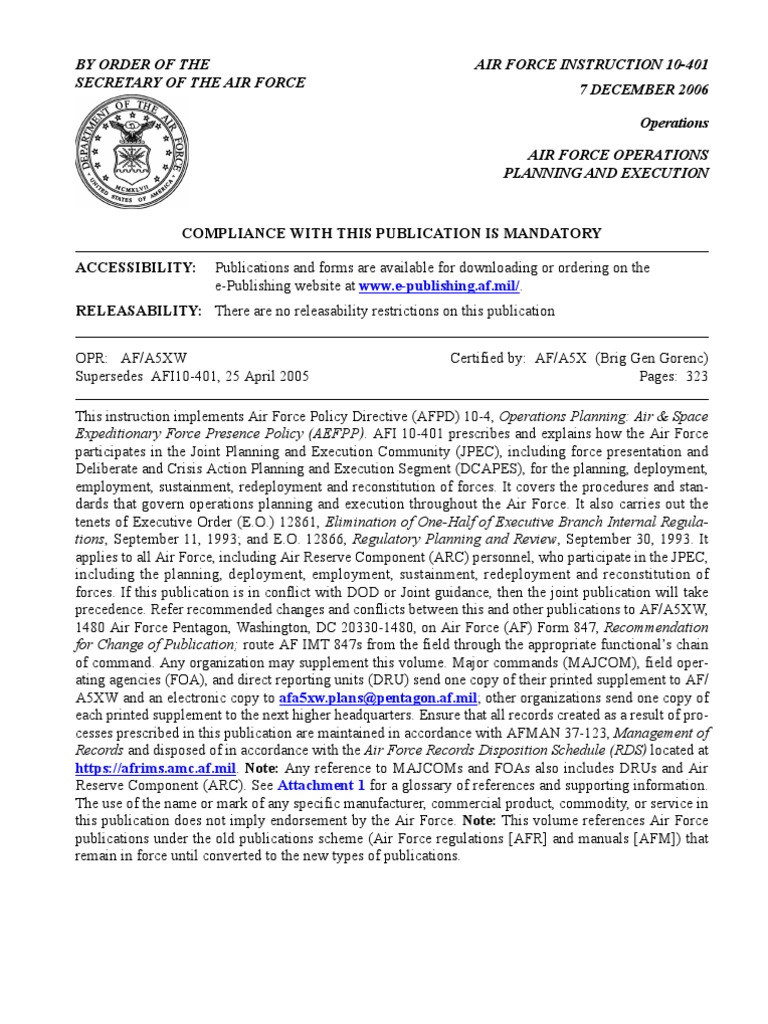 Air Force Instruction 10-401 Overview | PDF | United States Air Force ...