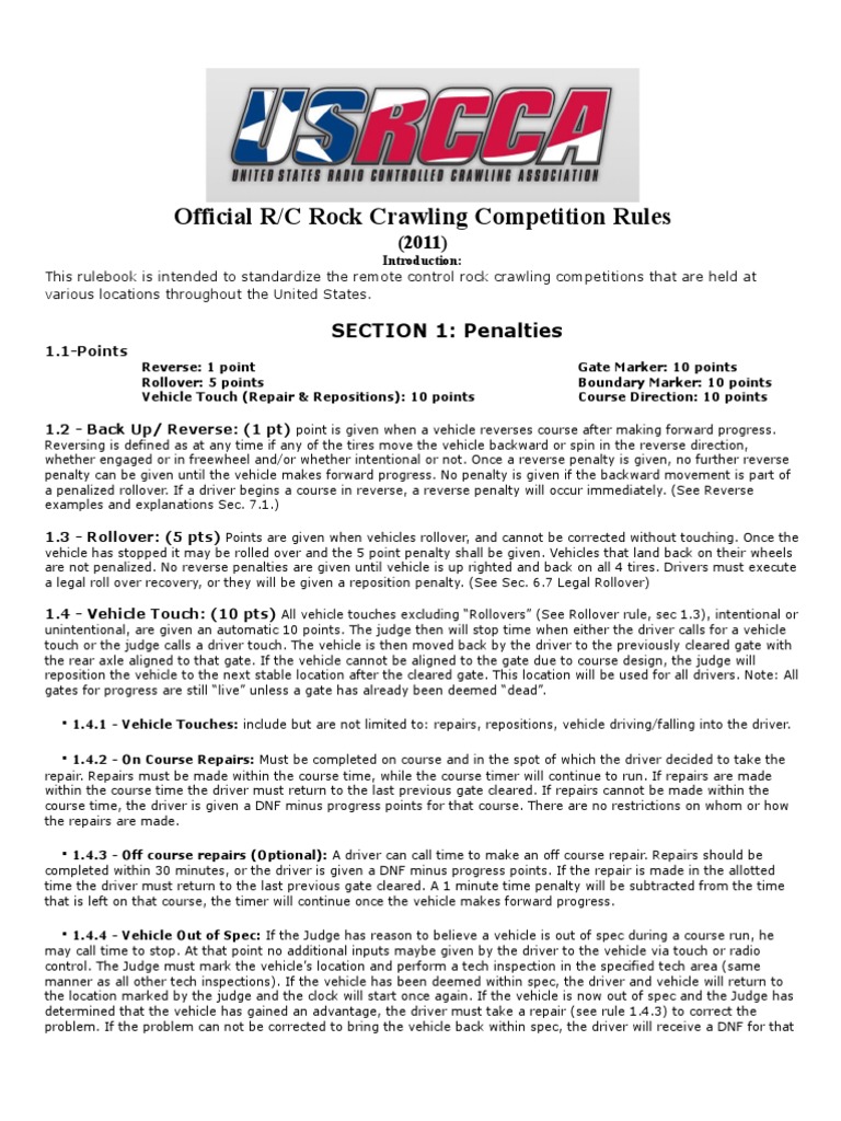 R/C Rock Crawling Competition Rules | PDF | Tire | Suspension (Vehicle)