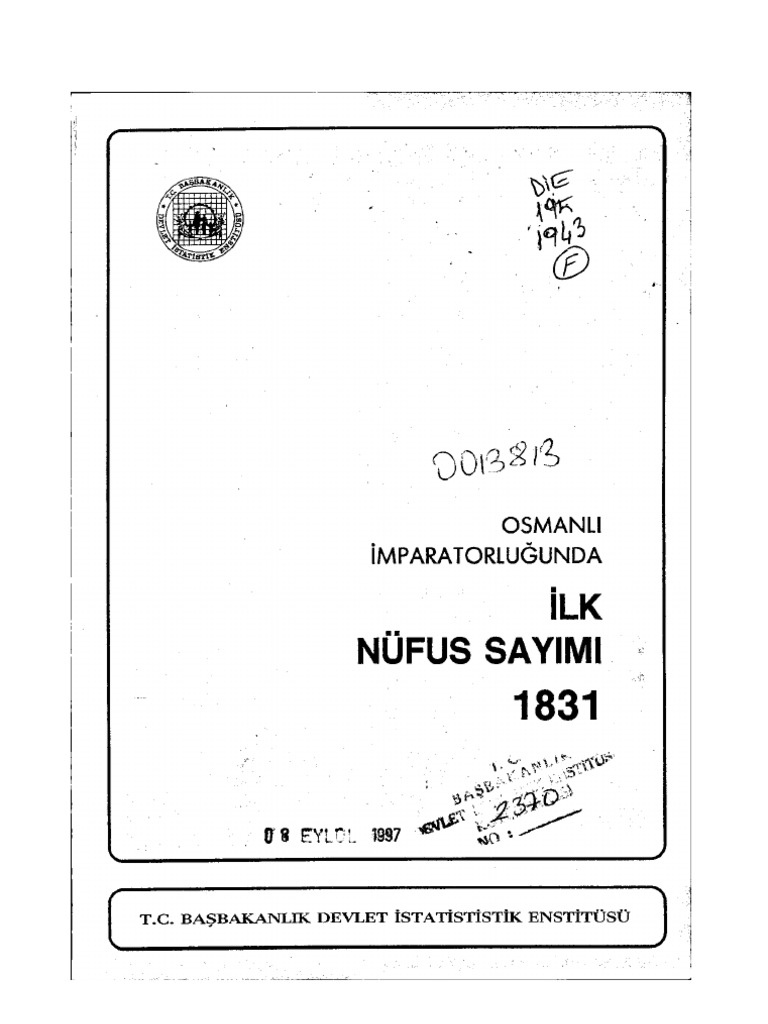 Enver Ziya Karal Osmanli Imparatorlugunda Ilk Nufus Sayimi 1831
