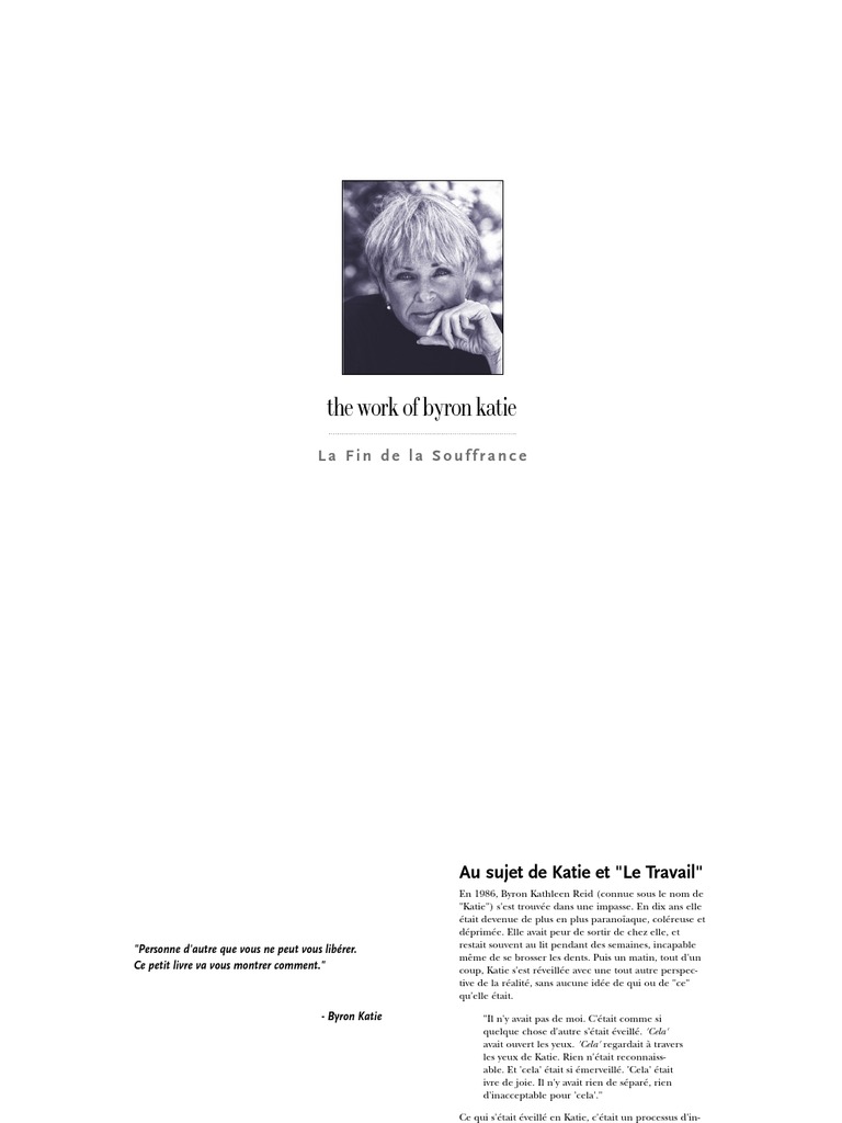 The Work Le Travail de Byron Katie PDF PDF Souffrance