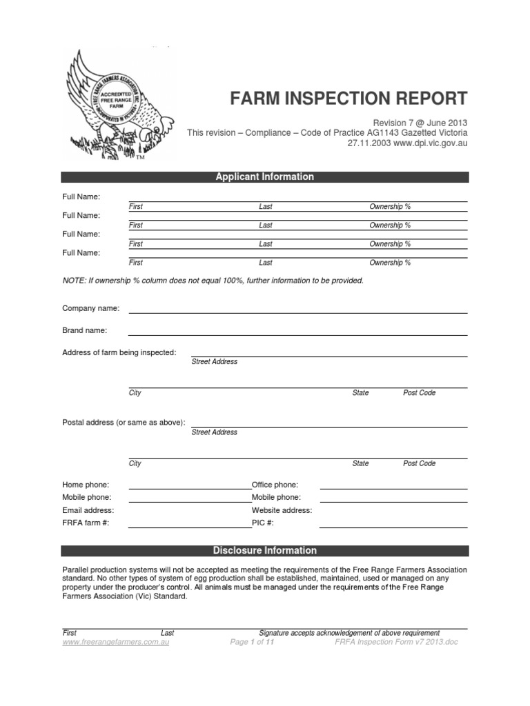 Poultry Farm Inspection Report Template | PDF | Poultry Farming | Chicken