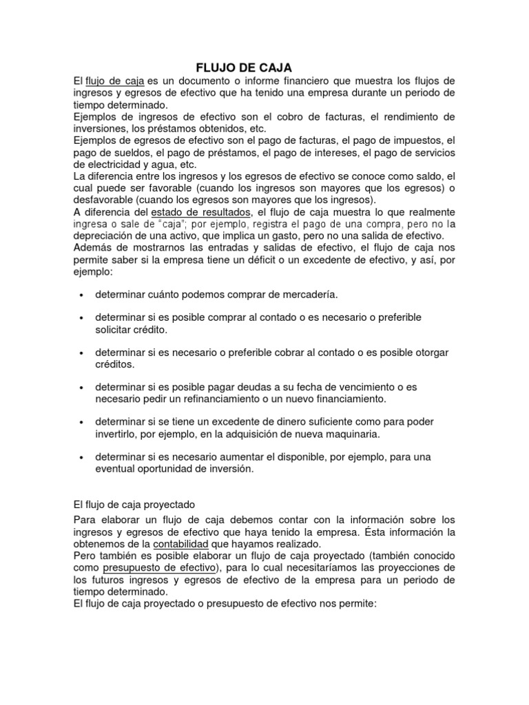 Flujo de Caja Proyectado y Ejemplo | PDF | Flujo de efectivo | Euro