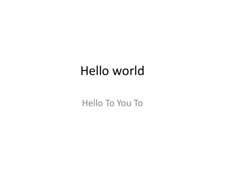 Hello World | PDF