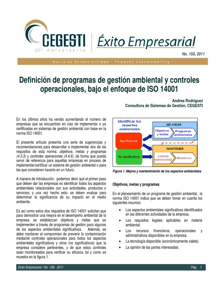 Controles Operacionales en ISO 14001 | PDF | Planificación | Energía ...