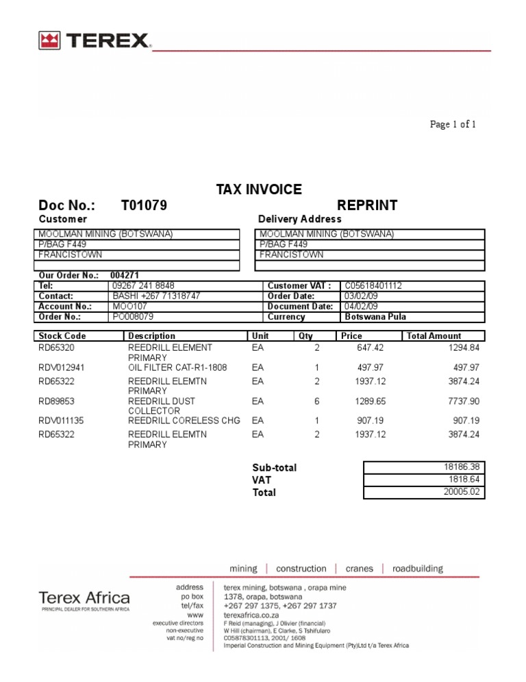 Invoice T01079 | PDF