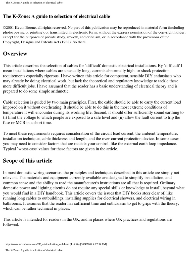 Cable Selection Pdf Electric Shock Fuse Electrical