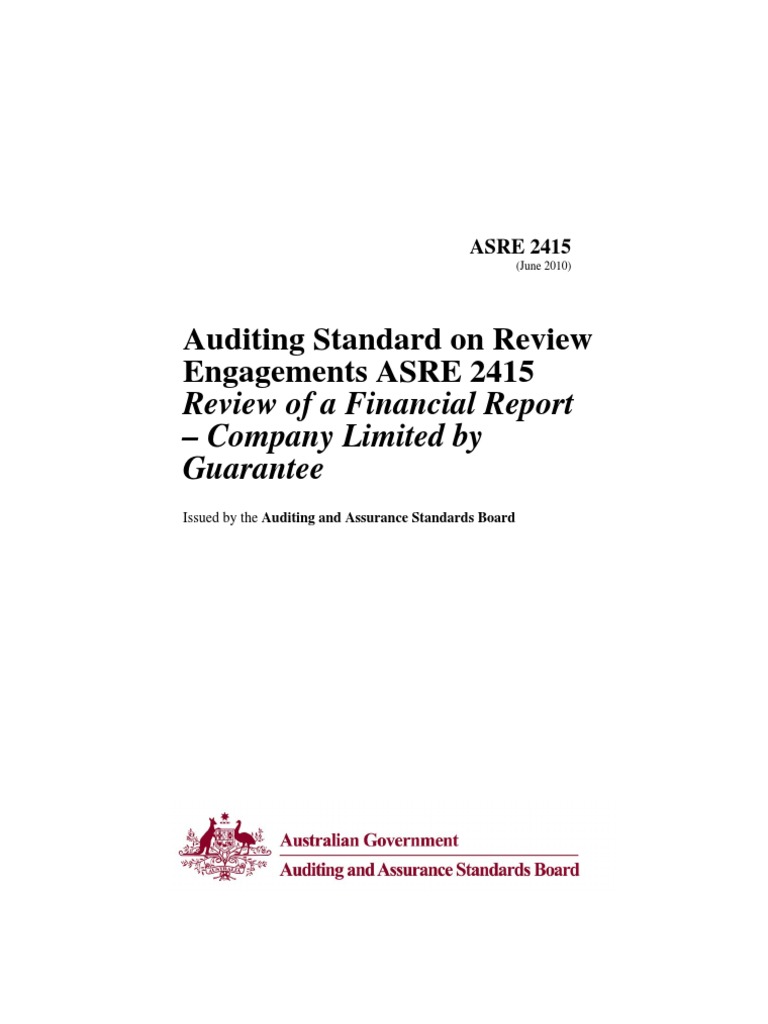 Standard On Review Engagements ASRE 2415 30 June 2010 PDF Financial Audit Audit
