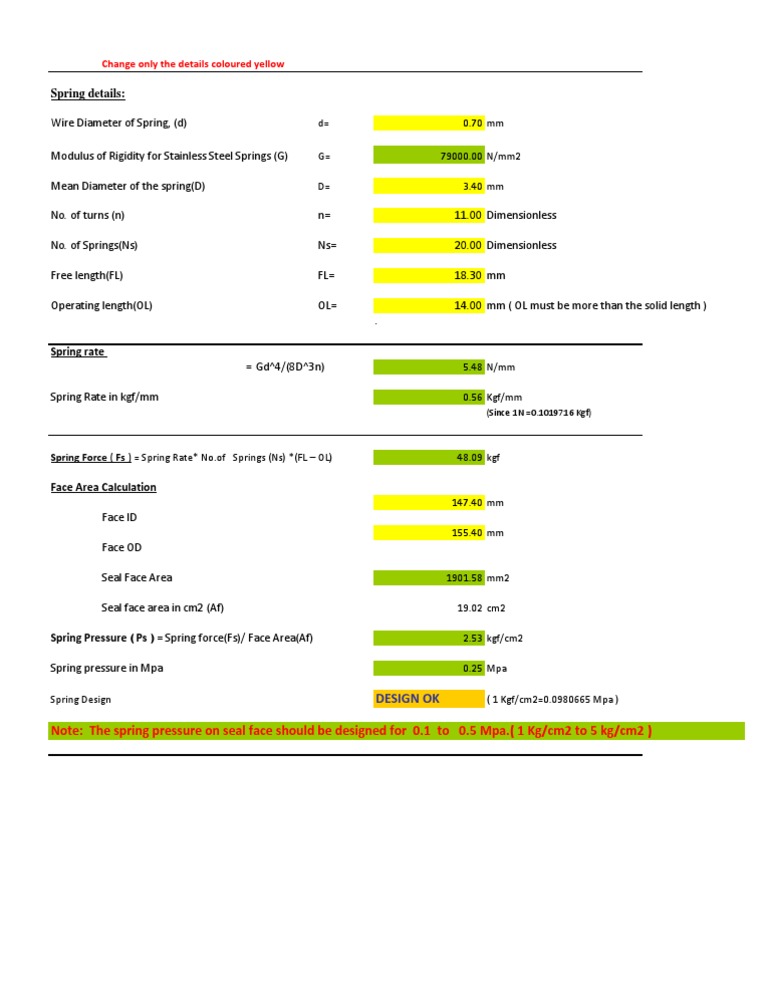 Spring Load Calculation