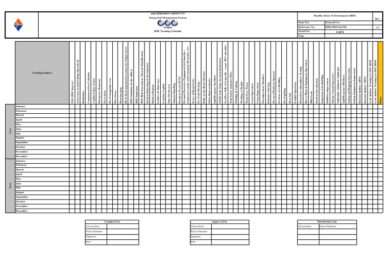HSE Training Schedule | PDF