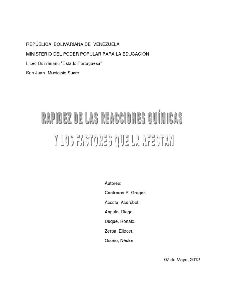 Rapidez de las reacciones químicas | Reaction Rate ...