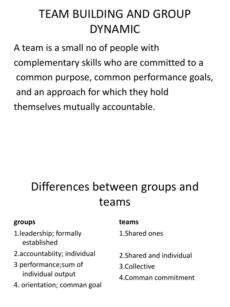 Teams vs. Groups: Key Differences | PDF | Team Building | Leadership