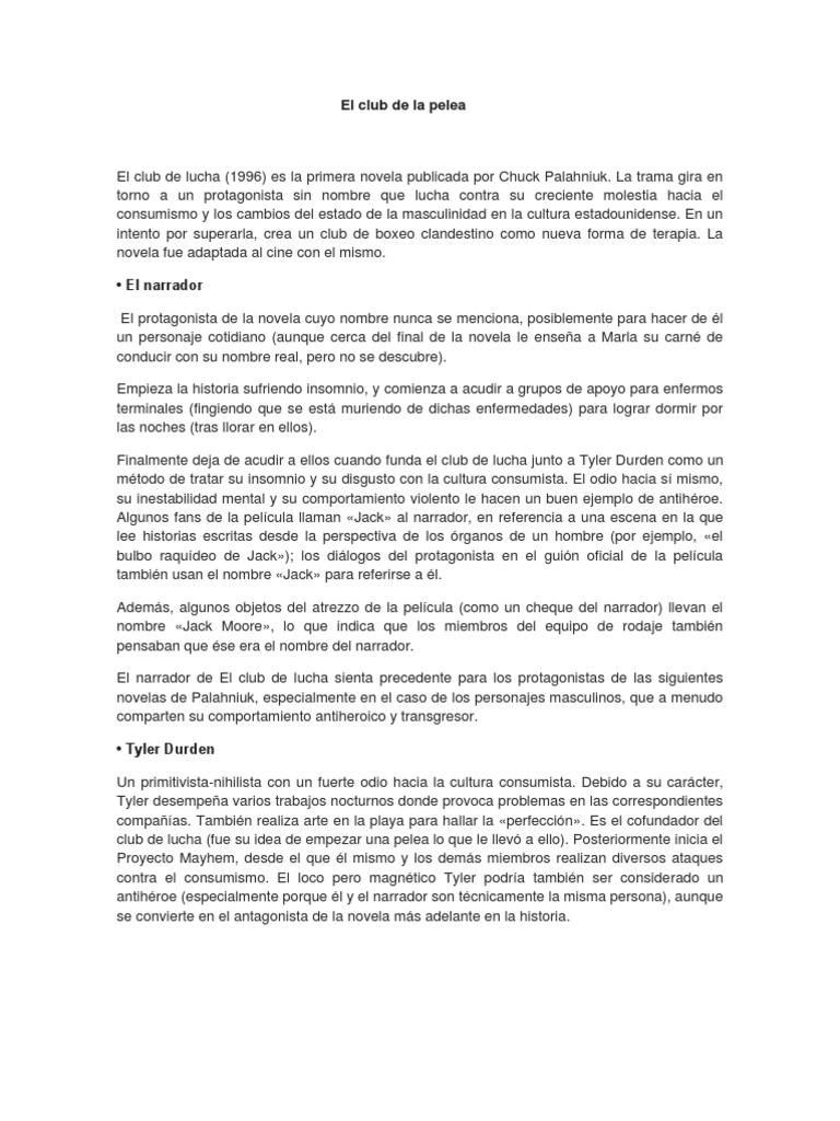 El Club de La Pelea | PDF | Novelas | Ocio