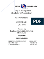 Faculty of Management (Bachelor of Accounting) Assignment Auditing 1 (BC 200)