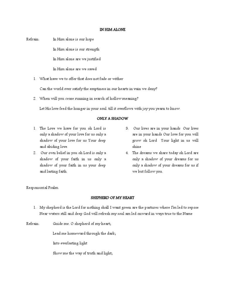 Christian Song Lyrics | PDF | Sin | Faith