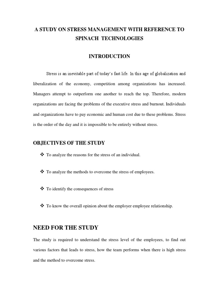 A Study On Stress Management | PDF | Questionnaire | Survey Methodology