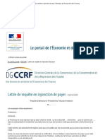 Lettre de Requête en Injonction de Payer - Ministère de L'economie Et Des Finances PDF