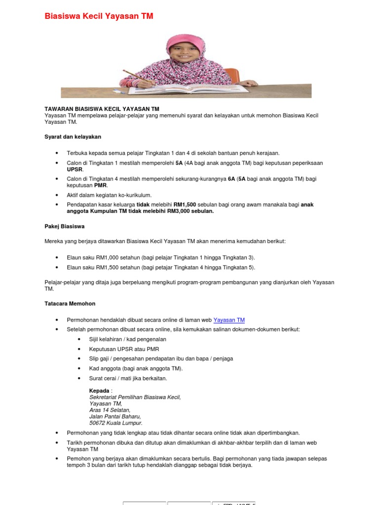 Biasiswa Kecil Yayasan Tm Pdf