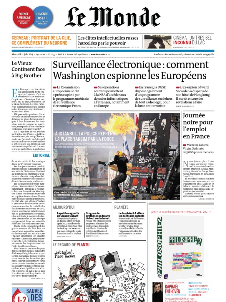 Le Monde Du Mercredi 12 Juin 2013 PDF | PDF | Edward Snowden | Chine