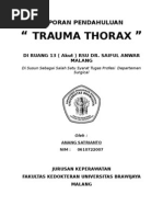 Download Laporan Pendahuluan Trauma Thorax Di Ruang 13  Akut  RSU Dr Saiful Anwar Malang by Anang Satrianto SN14760743 doc pdf