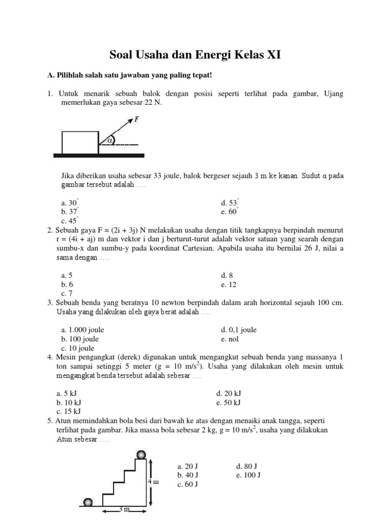 Contoh Soal Fisika Usaha Dan Energi Kelas 10 - Contoh Soal Terbaru