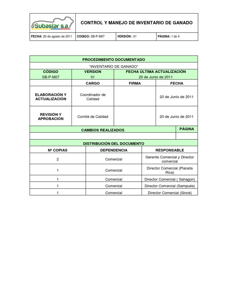 Control y Manejo de Inventario de Ganado | Inventario | Subasta