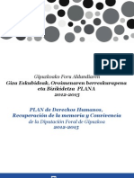 Plan de Derechos Humanos, Recuperación de La Memoria y Convivencia 2012-2015 de La Diputación Foral de Gipuzkoa