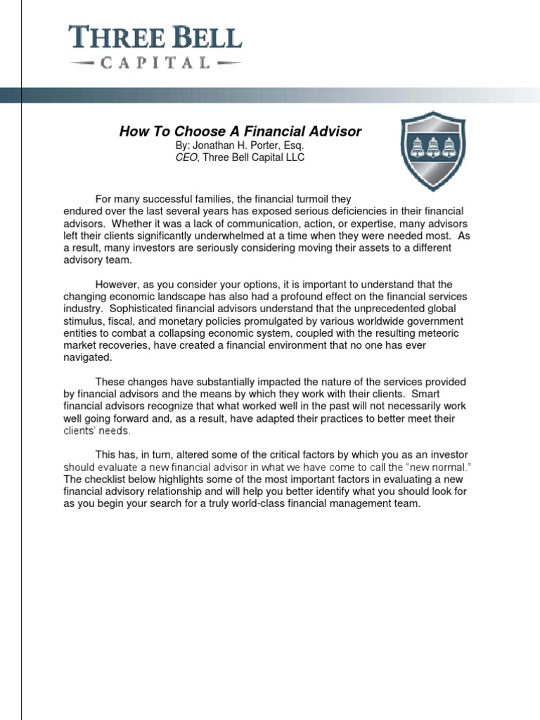 How To Intelligently Choose A Financial Advisor | PDF | Financial ...