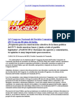 Proyecto de Línea Política al 14º Congreso Nacional del Partido Comunista de Venezuela
