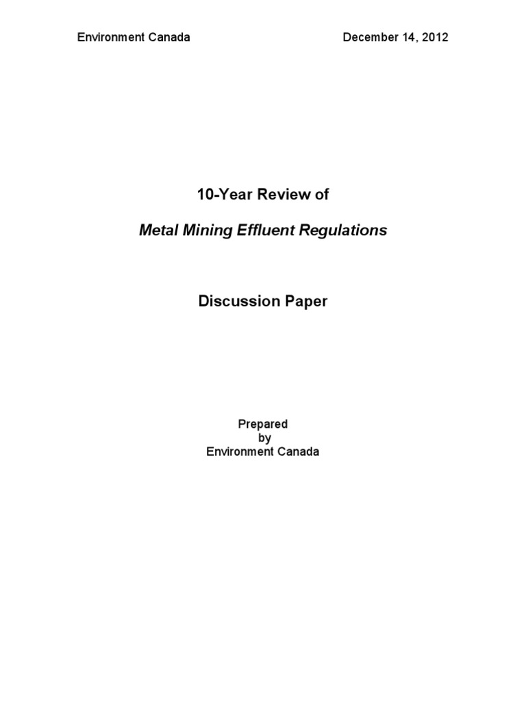 EC Mining Discussion Paper | PDF | Mining | Water Quality