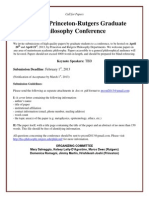 The 2013 Princeton-Rutgers Graduate Philosophy Conference: Keynote Speakers: TBD Submission Deadline: February 1