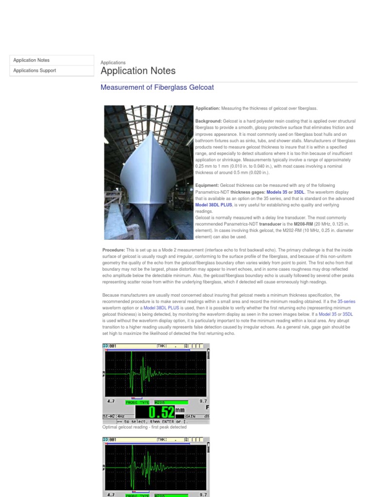Application Notes Measurement of Fiberglass Gelcoat PDF Microscope