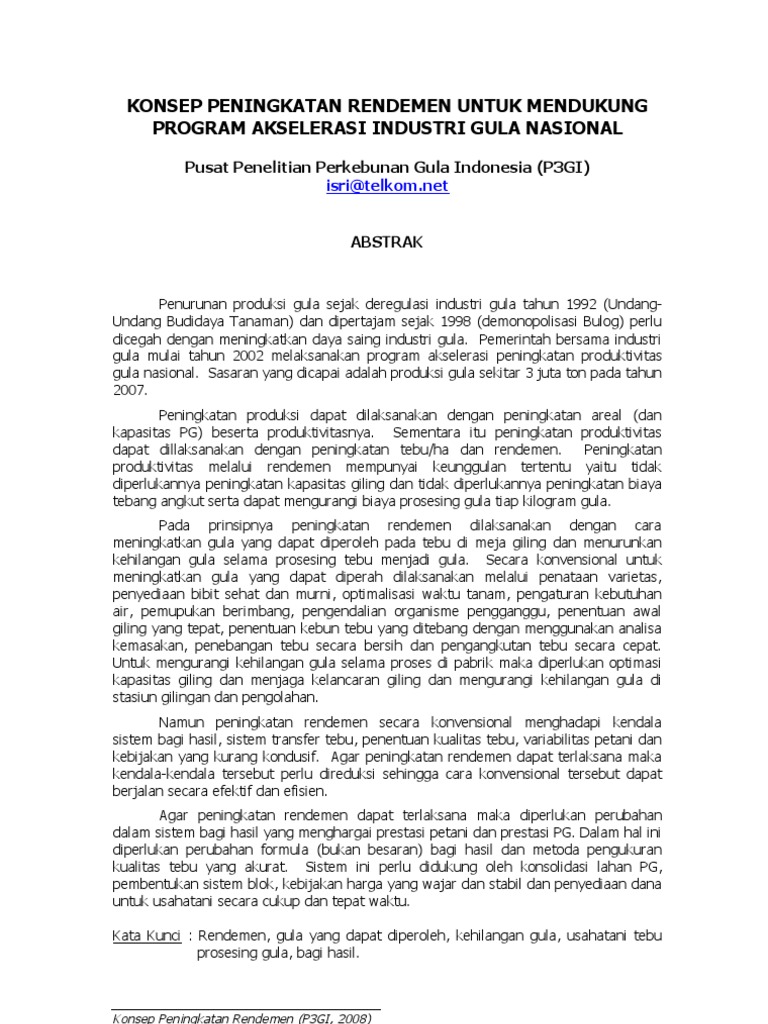 Strategi Peningkatan Rendemen Gula Nasional | PDF