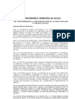 Ley Autonomica Municipal 017 (2013) Contro Social